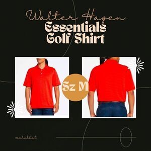 Mens Medium Orange Golf Shirt by Walter Hagen, Collared, Hydro-Dri Technology